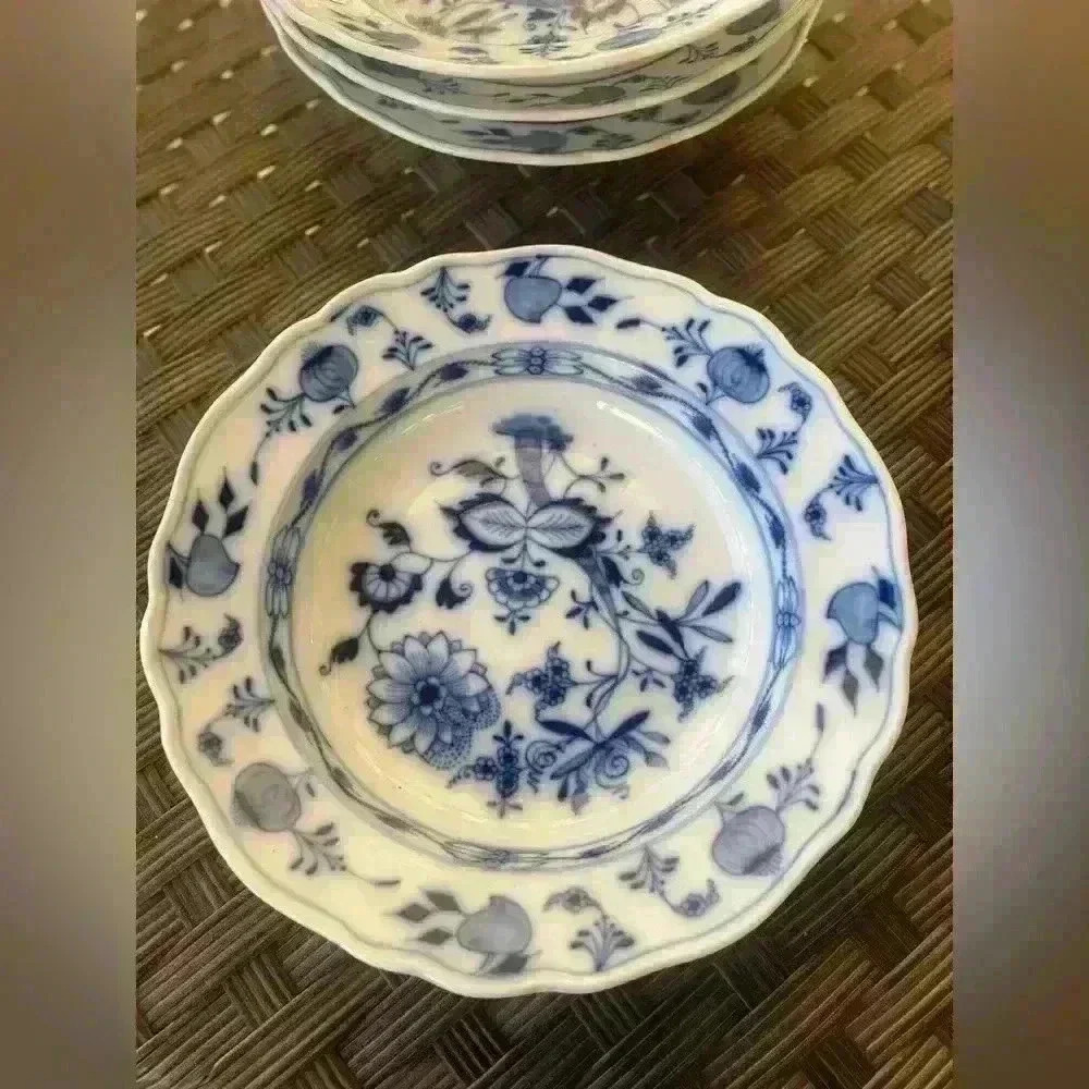 5 pc Antique Meissen great condition!! RARE! Flow blue Porcelain China 1800’s - Picture 7 of 12